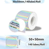 Rollo de etiquetas térmicas autoadhesivas de 50x50mm con acabado holográfico iridiscente