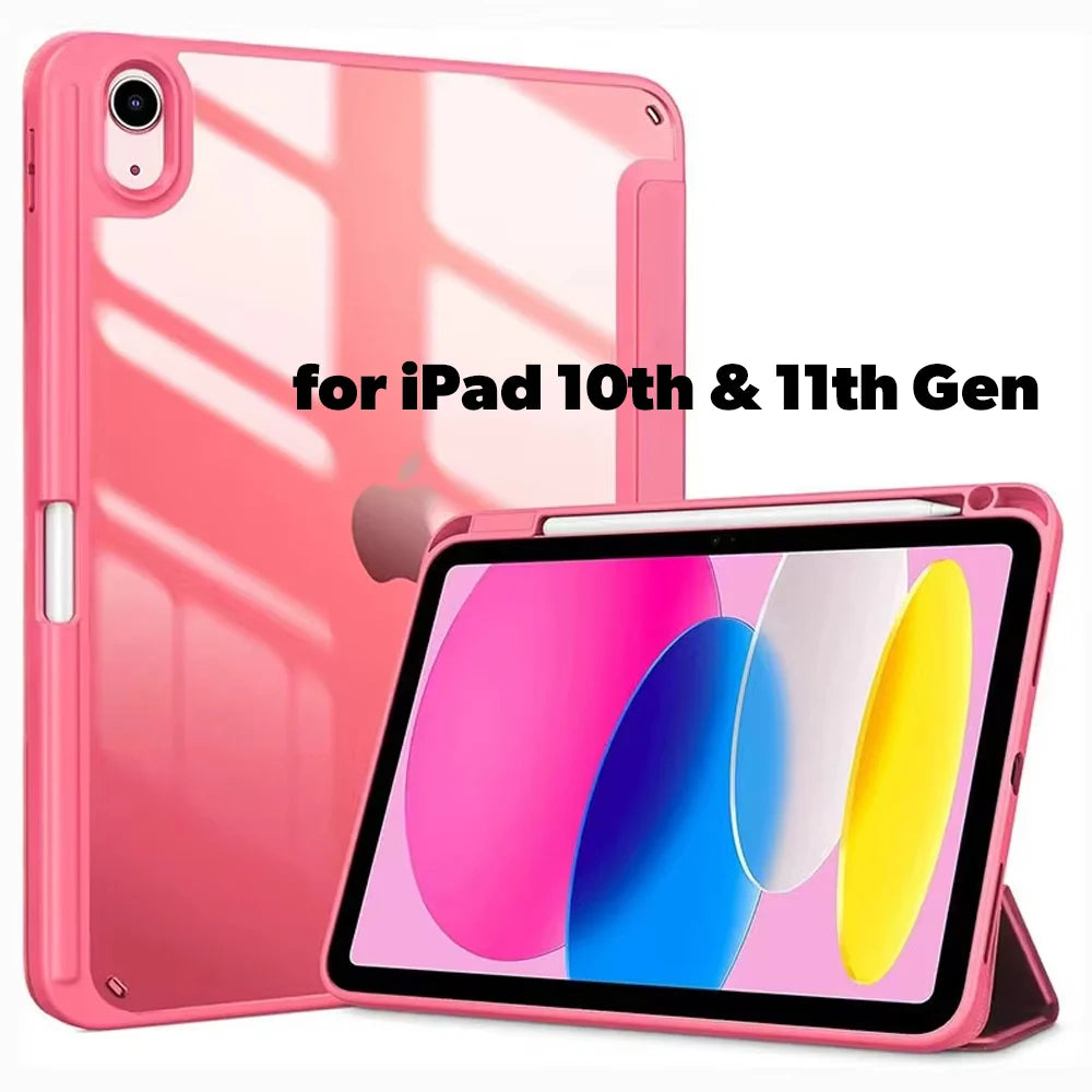 Pink clear TPU shockproof case for iPad 10th and 11th generation tablet.