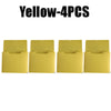 Four yellow wall mount magnetic document file holders.