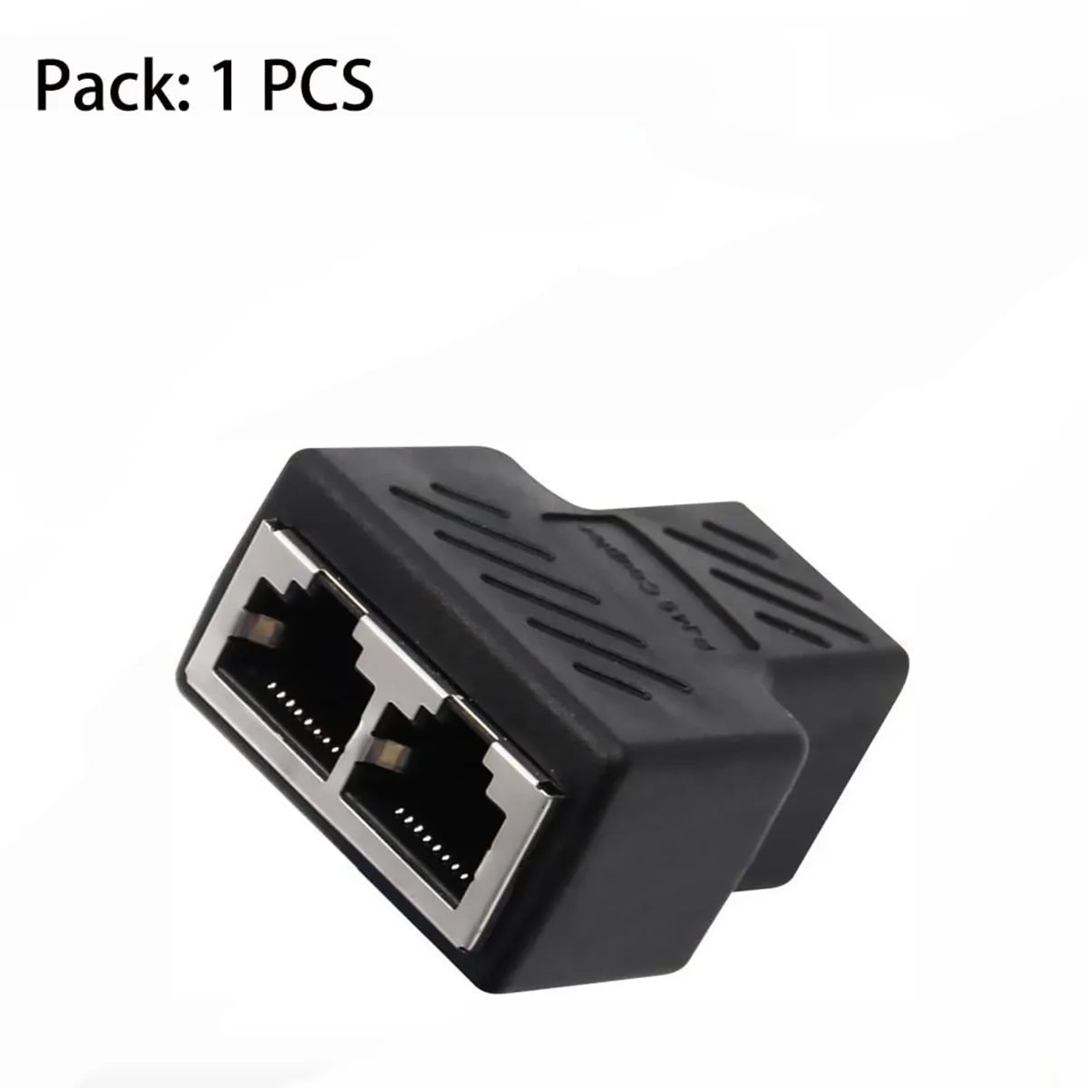 Schwarzer Dual-LAN-Ethernet-Splitteradapter mit RJ45-Anschlüssen zur Netzwerkverlängerung