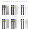 A display of precision mechanical pencils in various diameters, ranging from 0.3MM to 2.0MM.
