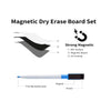 A set of magnetic dry erase board components including a fine tip marker pen and eraser.