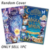 A colorful sticker book titled Starlit Realm featuring magical illustrations and stickers.