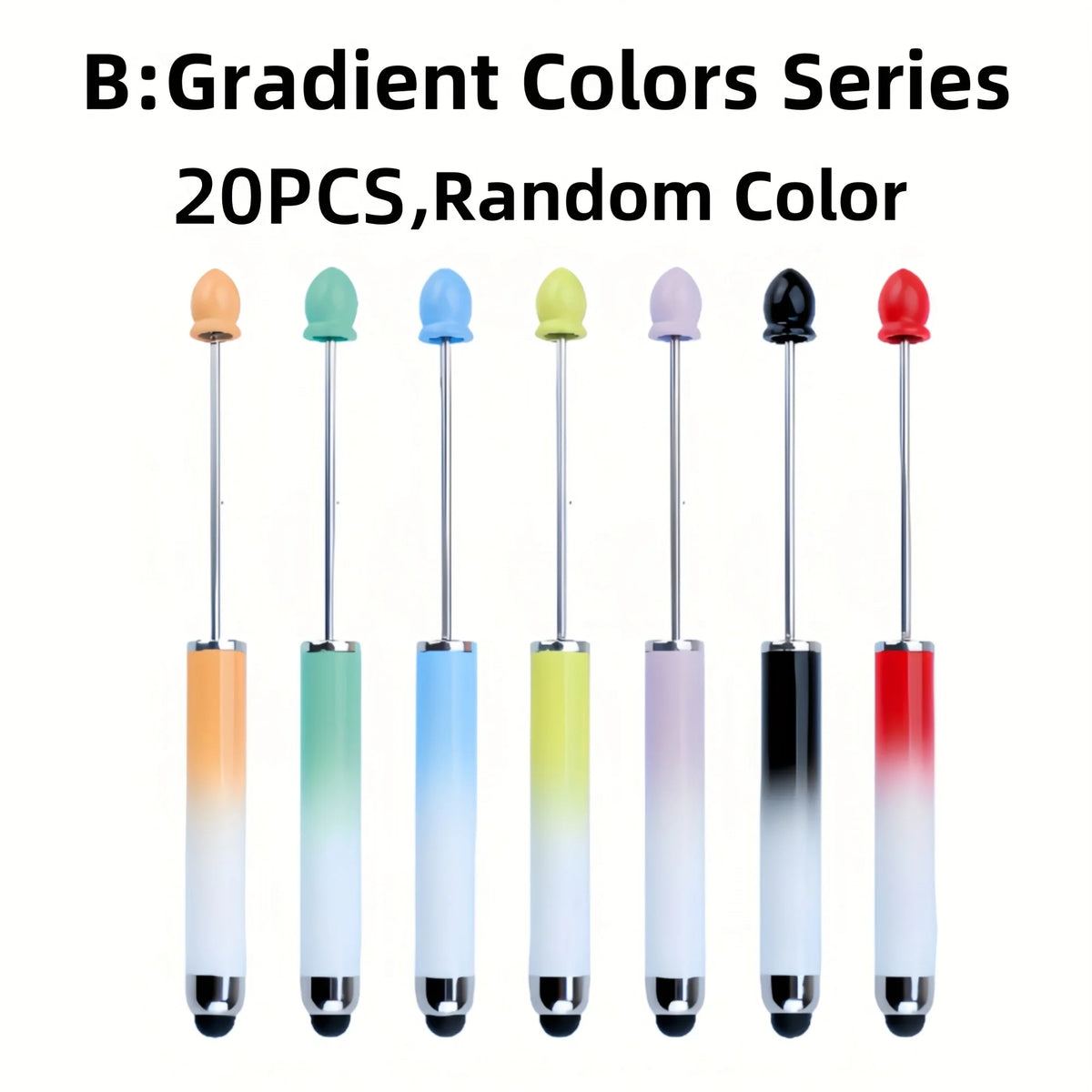 A set of twenty gradient colored rubber touch ballpoint pens with black tips displayed in a row.
