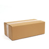A rectangular brown kraft cardboard shipping box with a light stripe on top.