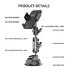 A black universal suction car phone mount with an articulating arm and ball joints.