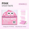 Pink sticky note box with 80 sheets and a cartoon fruit pearlescent pull-out sticky note