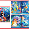 A set of four illustrations featuring magical water themes and characters for a drawing and coloring notebook.