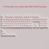 A collection of 113 blue ice crystal jelly OEM profile keycaps for mechanical keyboards.