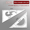 Two pieces of a 25cm triangle ruler suit including a 30 degree straight angle ruler and a 45 degree isosceles triangle ruler