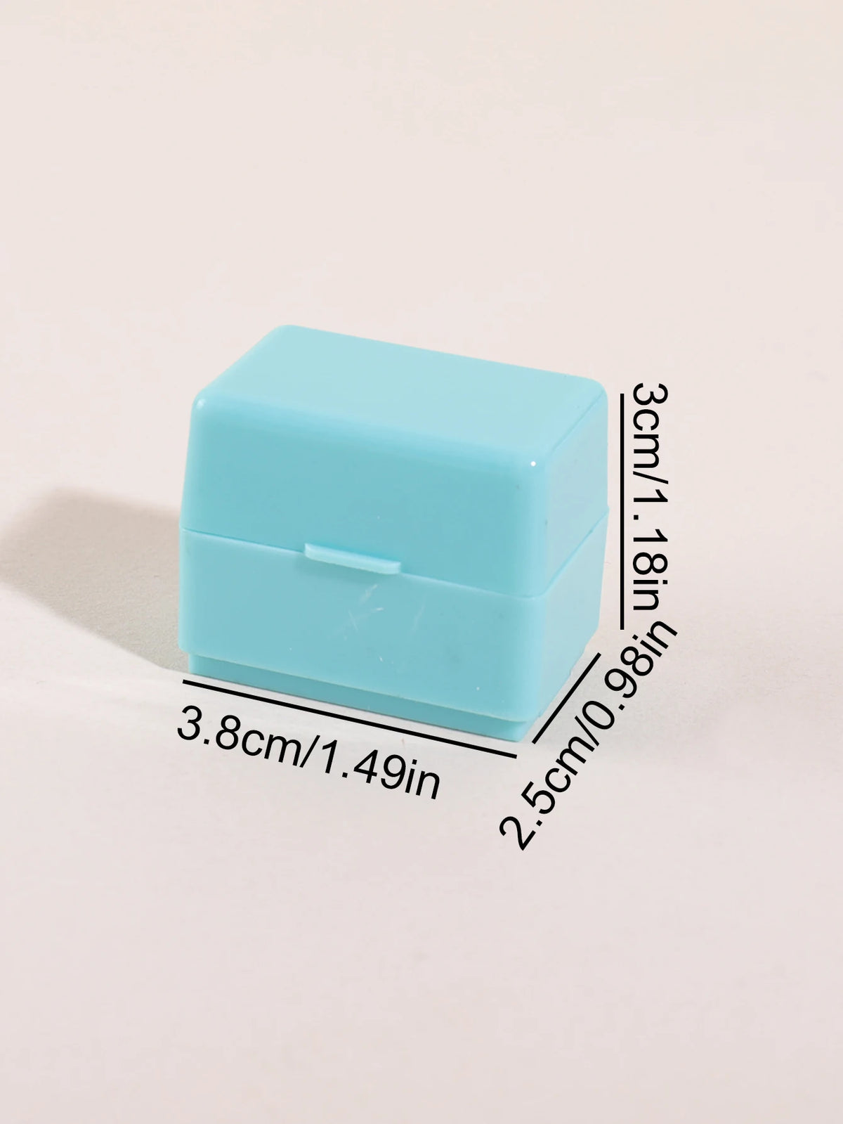 A light blue privacy protection roller stamp with dimensions 3cm x 1.8in and 2.5cm x 0.98in.