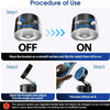 Procedure of use showing how to turn the magnetic phone holder on and off