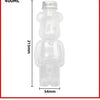 A series of clear, bear-shaped reusable water bottles with varying capacities: 350ml, 400ml, and 500ml.