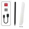 A black precision stylus pen with a magnetic attachment and a white protective cap shown next to an icon of a gift box.