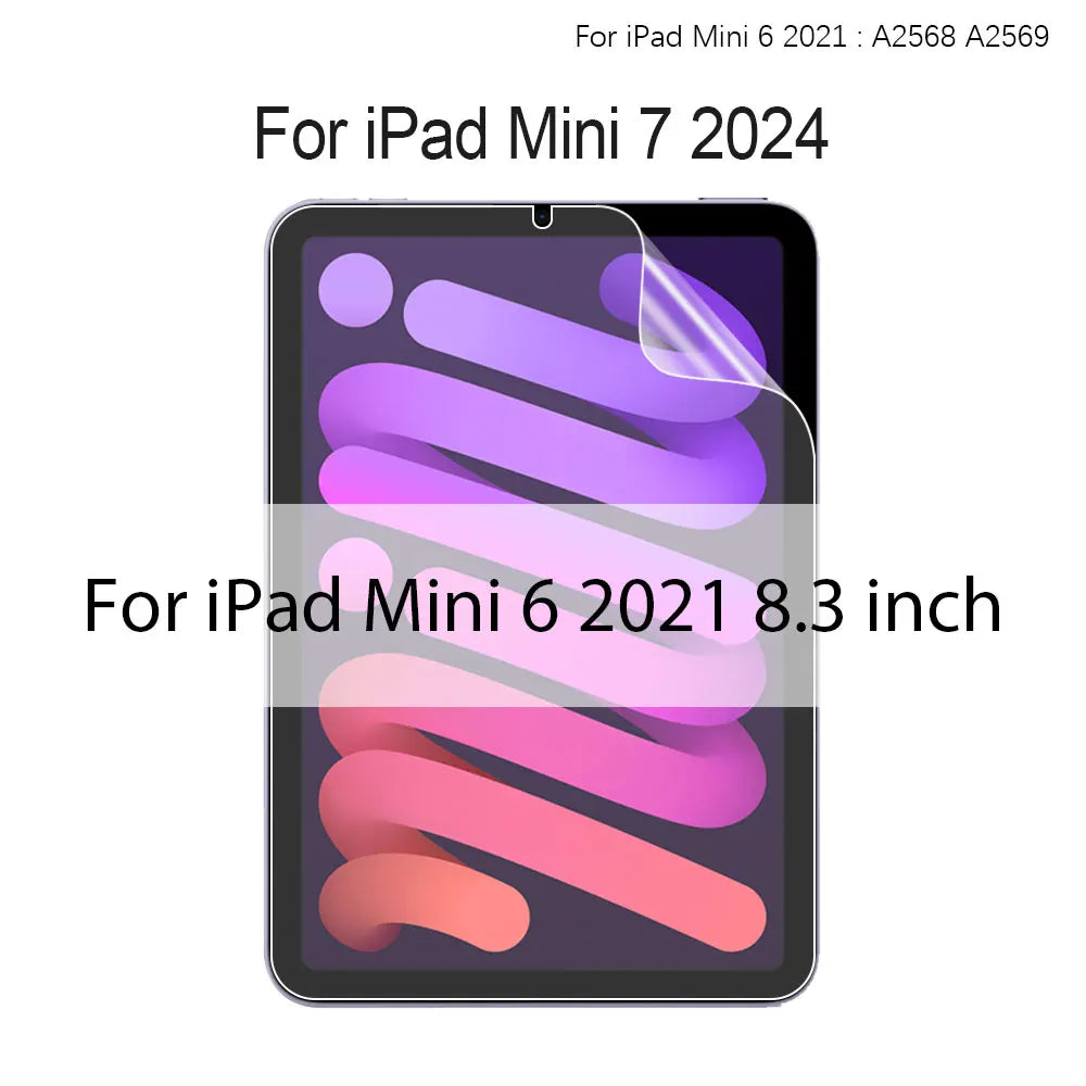 Comparación de protector de pantalla mate universal para iPad Mini 7 (2024) y iPad Mini 6 (2021) de 8.3 pulgadas.
