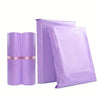 Three purple waterproof self-adhesive courier mailer bags are displayed side by side.