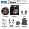 Magnetic back clip phone cooler set including a cooler, storage bag, and user manual