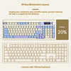A comparison showing a 99 key minimalist layout keyboard and a 108 key keyboard.