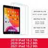 Tempered glass screen protectors for 2019, 2020, and 2021 iPad 10.2 models.
