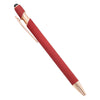 A red retractable stylus and ballpoint pen with a gold accent.
