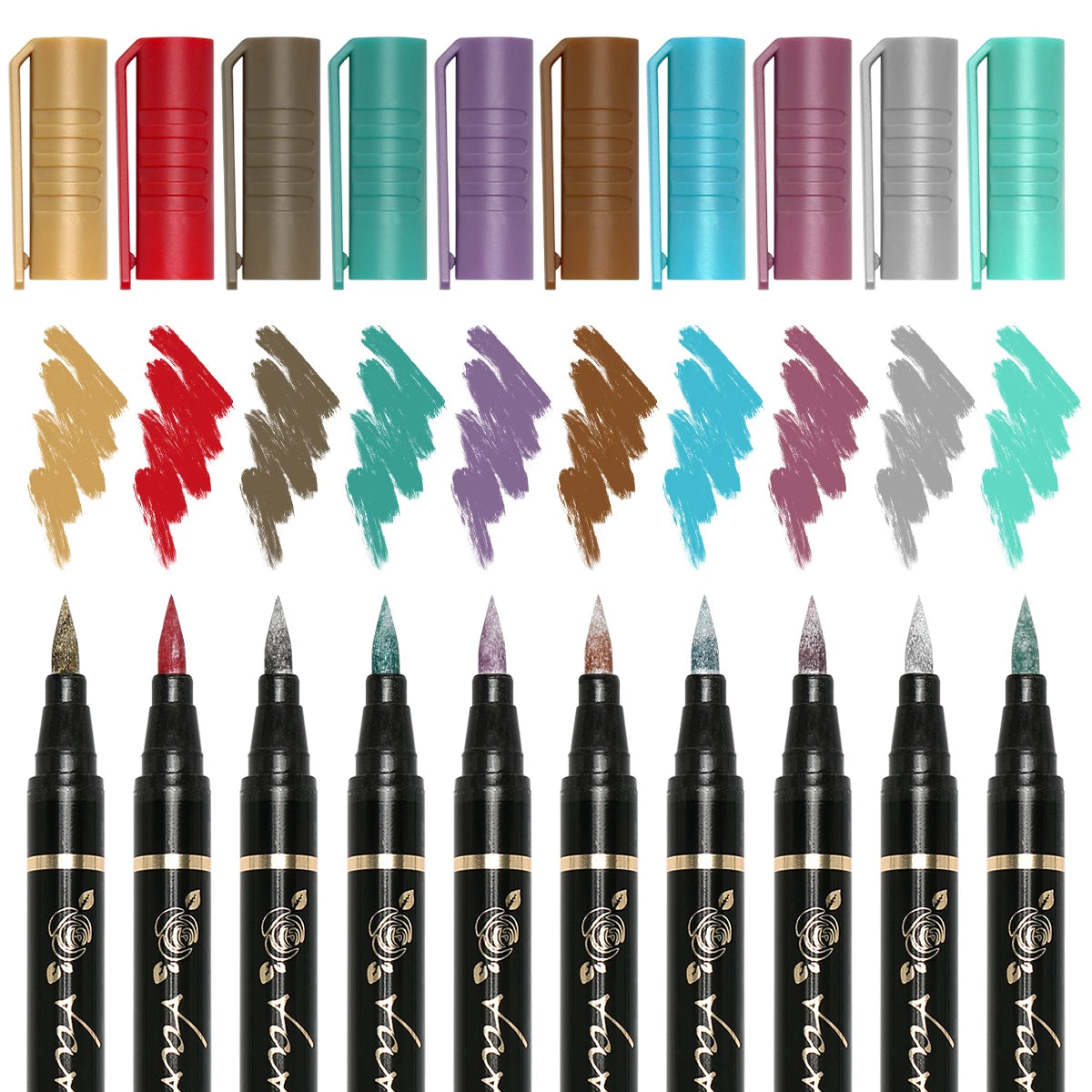 A collection of 10 skin painting face paint tubes in various colors and finishes.
