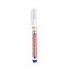 A white permanent paint marker pen with a blue cap and body is shown vertically.