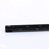 A close-up photo of a black aluminum triangular scale ruler showing markings up to 20 centimeters.