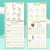 A set of two reusable practice copybooks for kids featuring drawing, alphabet, and math activities.