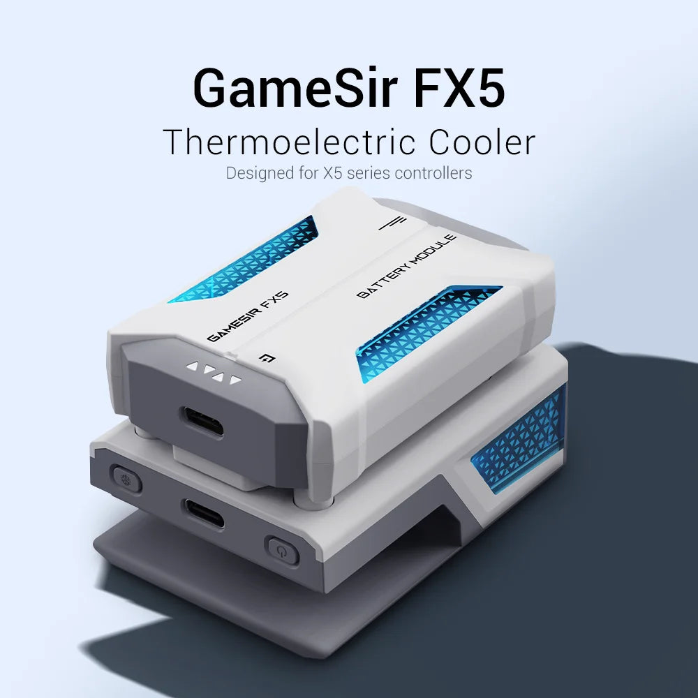 Weißer GameSir FX5 Thermoelektrischer Kühler für X5-Controller, Nahaufnahme.