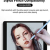 Une main utilise un stylet pour dessiner sur un écran de tablette représentant le visage d'une femme.