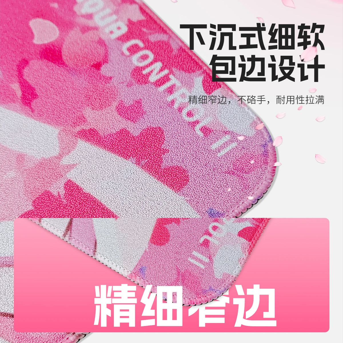 Pink and white X-Raypad Aqua Control II gaming mouse pad featuring a floral pattern.
