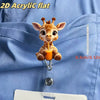 2D-Acryl-Giraffenskulptur mit ausziehbarer Krankenausweishalterung.