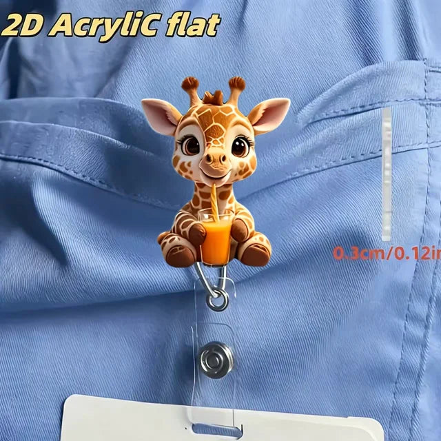 2D-Acryl-Giraffenskulptur mit ausziehbarer Krankenausweishalterung.