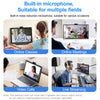 HD 1080P webcam with built-in microphone shown in various contexts for online classes, meetings, video calls, and live stream