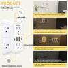 A white wall socket power strip with three light switches and an ambient brightness sensor.