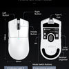 Diagram showing the parameters and features of the Attack Shark X11 SE macro gaming mouse including buttons, ports, and indic