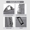 Detail show of a laptop sleeve featuring a comfortable handle, detachable shoulder strap, quality zipper, and padded lining.