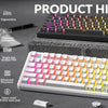 A close-up view of the AULA F99 Pro Silent Mechanical Keyboard with various features highlighted.