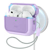 A purple charging case for AirPods Pro with a magnetic lid and a white earbud inside.