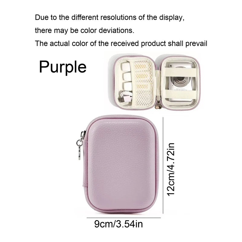 A purple multi-use leather storage pouch organizer shown open and closed.
