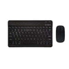A black multi-device Bluetooth keyboard and mouse combo with a full-size keyboard and separate mouse.