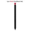 A black gel pen with a red tip shown vertically.