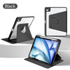 A black 360° rotating protective case for an iPad is shown alongside a smartphone case.