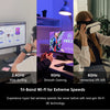 Anzeige für drei WLAN-Bänder (2,4 GHz, 5 GHz und 6 GHz), die schnelles Internet zeigen.