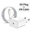 White EU plug and 1M cable for a 30W USB-C fast charger.