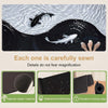 A black mouse pad featuring a koi fish design on water, highlighting natural rubber material and precision locking edges.