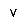 Una letra V negra en forma de L sobre un fondo blanco.