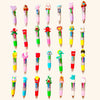 A collection of 12 colorful kawaii ballpoint pens in various shapes and designs.
