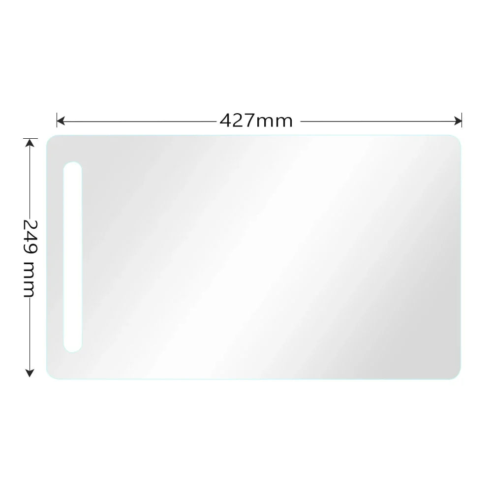 A rectangular matte film screen protector with dimensions 427mm by 249mm.
