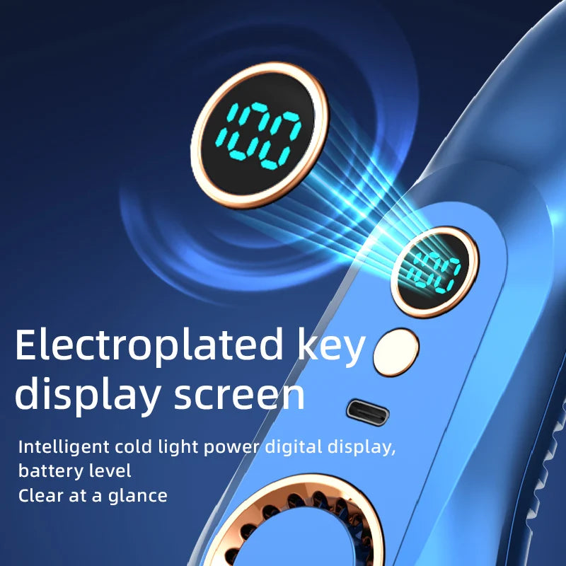 Close-up of a blue electronic device showing an electroplated key display screen with a digital readout.
